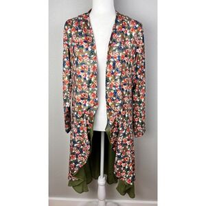 Women's REBORN‎ Long Sleeve Open Front Ruffle Duster Kimono Sz S Cardigan